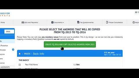 TFX - How to copy tax questionnaire (TQ) from one year to another