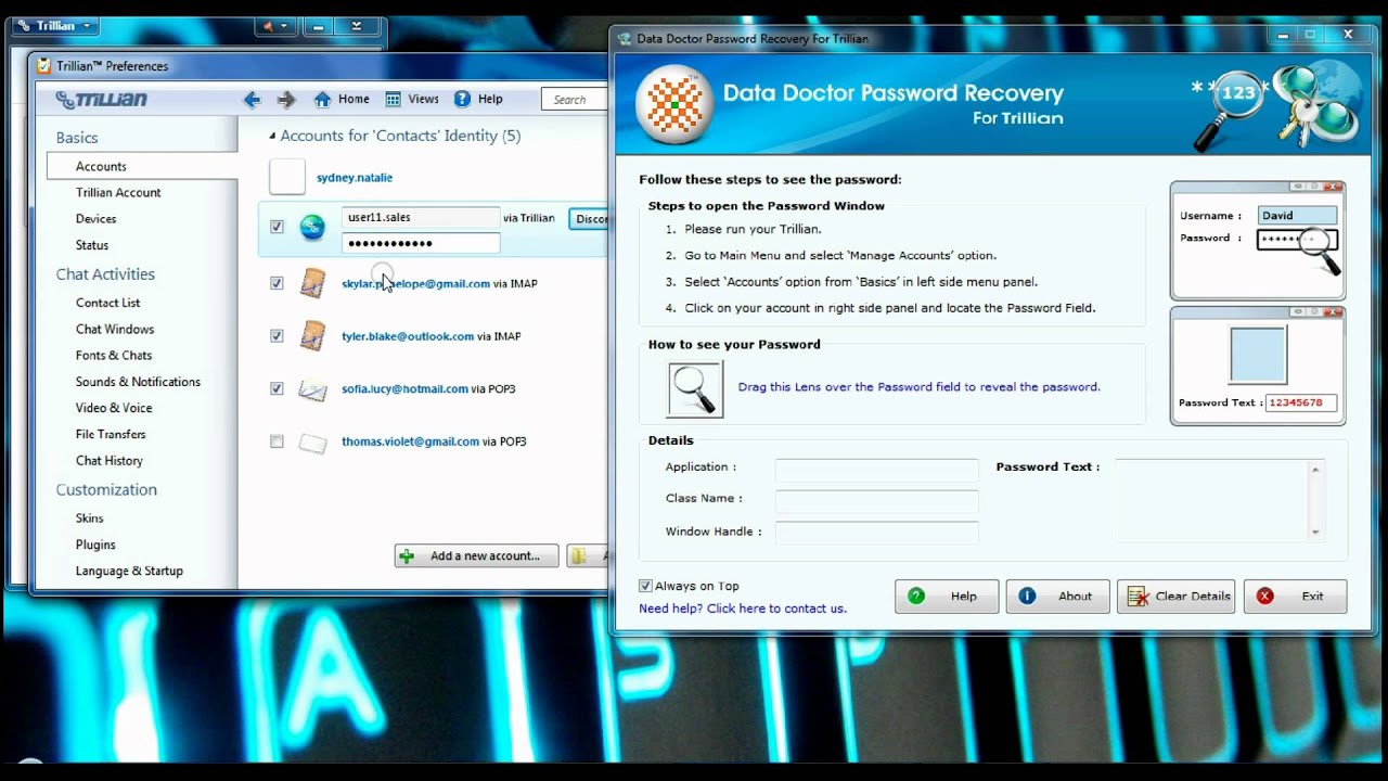 How To Recovery Deleted Passwords From Password Recovery For Trillian Messenger Chat Clients