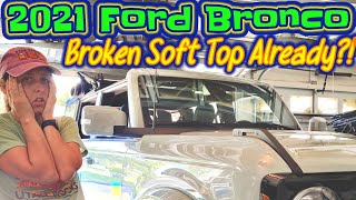 2021 Ford Bronco Outer Banks Soft Top Warning | Garage Crash, Soft Top Half Up Damage Warning Broke?