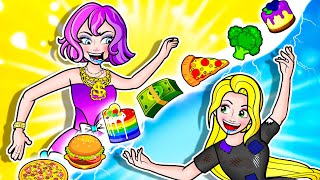[🐾paper dolls🐾] Poor Rapunzel and Rich Friend Talented Mukbang Contest | LOL Surprise DIYs