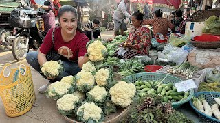 Village market : Buy Cauliflower and cooking - Cooking with Sreypov