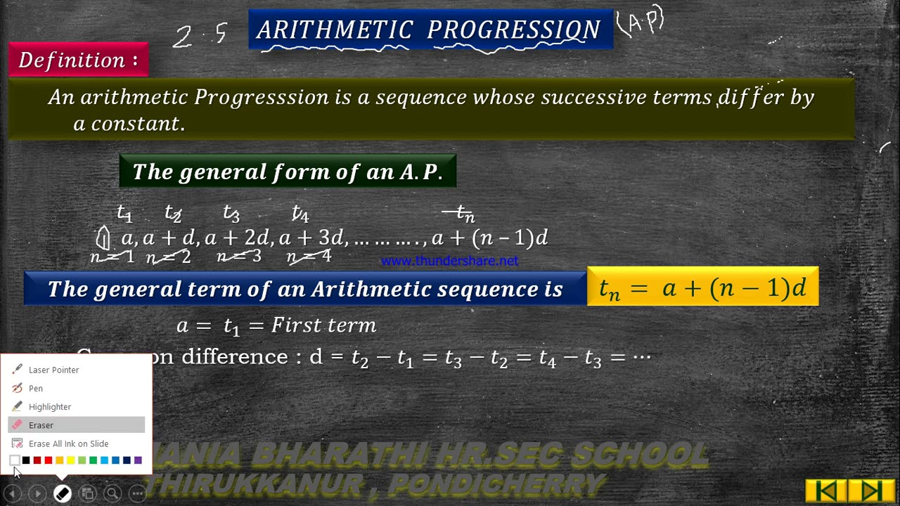 X MATHS UNIT 2 EX 2 5 ARITHMETIC PROGRESSION FORMULAS - YouTube