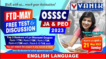 LIVE || FREE TEST AND DISCUSSION || OSSSC JA AND PEO || ENGLISH || BY BEST FACULTY OF  #vanik