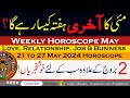 May ka akhri hafta weekly horoscope  21 to 27 may 2024 astrology info chunks