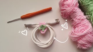 Crochet earphone/charger strawberry organizer!! #crochet #strawberry #organizer #tutorial 