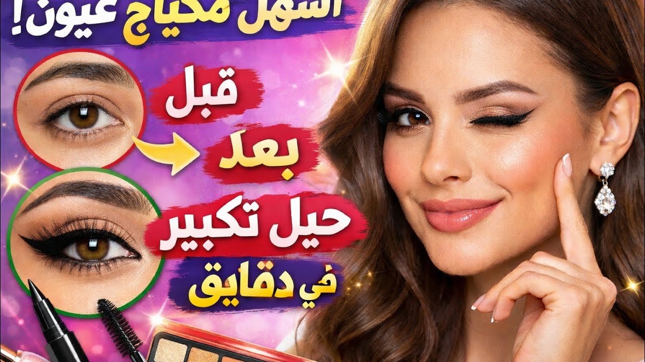 تعلمي مكياج العيون خطوة بخطوة للمبتدئات | حيل تكبير العين ورسم آيلاينر احترافي بسهولة