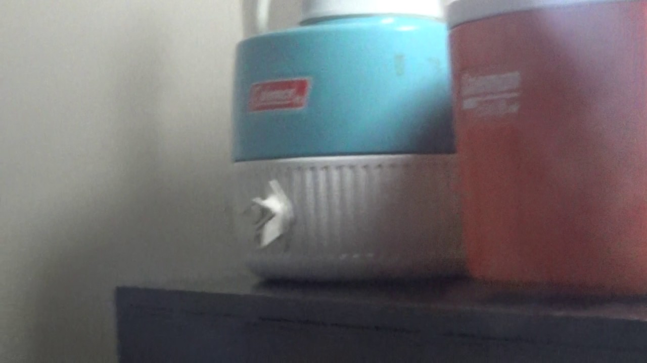 Vintage COLEMAN 2 Gallon Thermos WATER JUG Cooler Red + Cup ~ Metal & Plastic