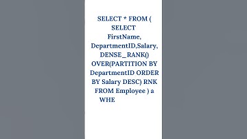 How to Find Second Highest Salary Department wise .#interview #shorts