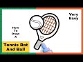 Tennis Bat And Ball Drawing And Colour | Easy Drawing | Drawing Steps 101