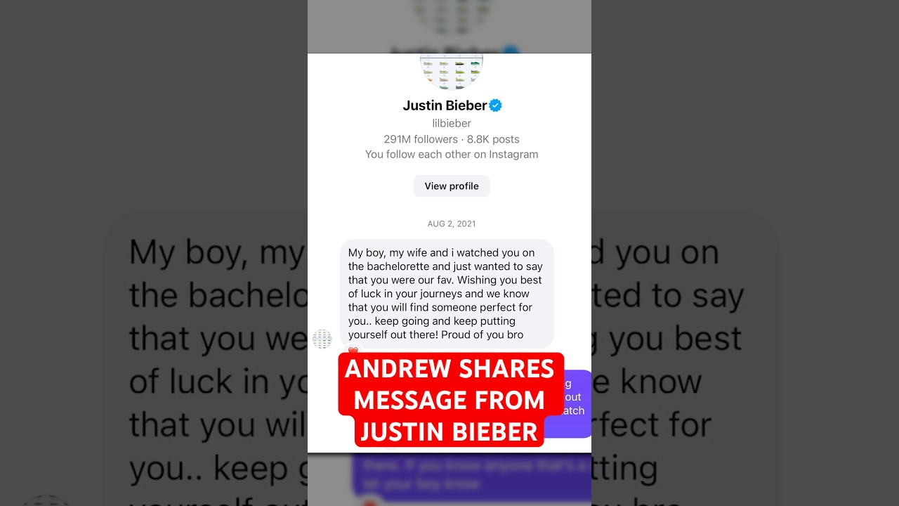 Andrew Spencer Shares Message From Justin Bieber