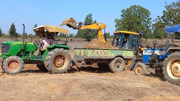 New JCB Backhoe Making Pond With Swaraj And Johndeere Tractor | Jcb Loading Mud In Swaraj, Johndeere