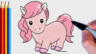 (fast-version) How to Draw Easy Pink Pony | Step by Step Tutorial For Kids by FreshArtsy 8,060 views 4 years ago 3 minutes, 20 seconds