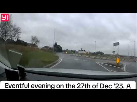 Dashcam captures terrifying moment car nosedives over roundabout and crashes onto other side