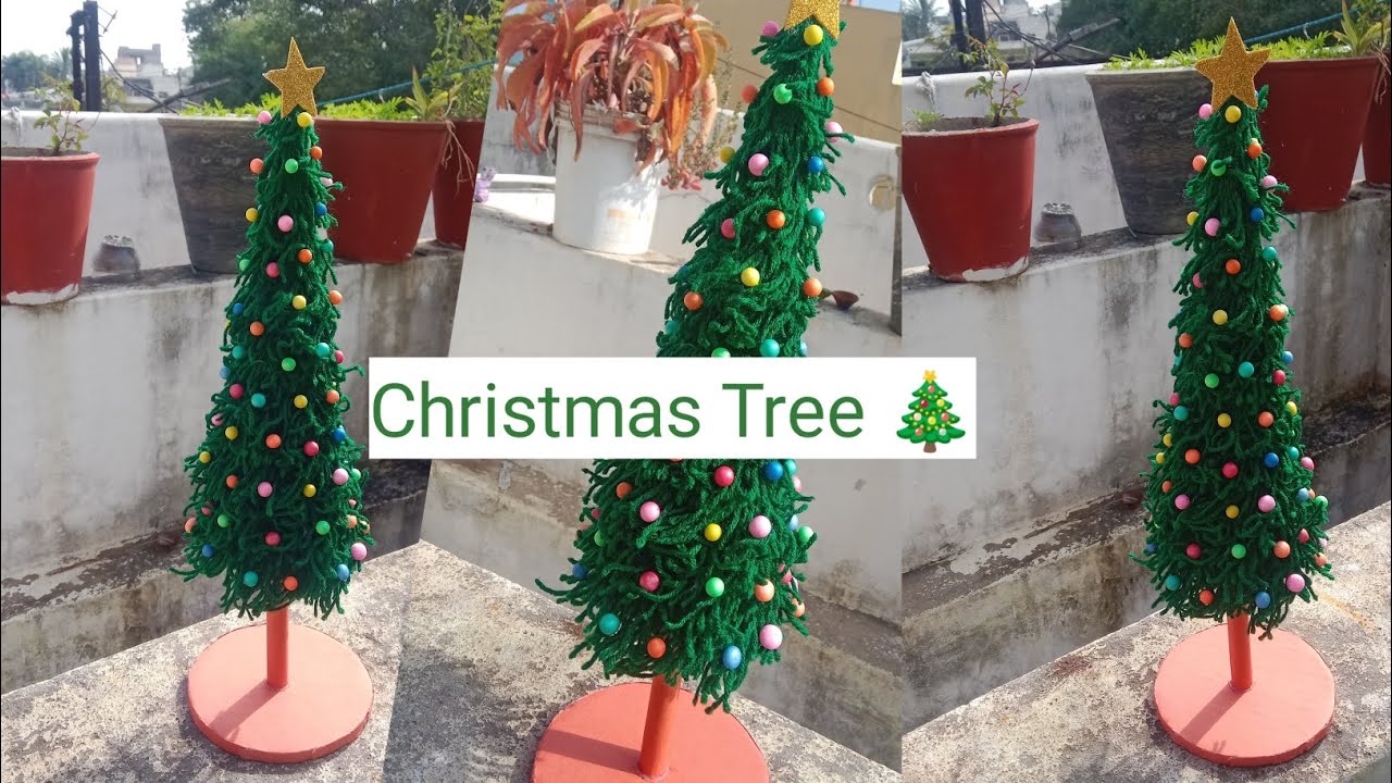 How to make Christmas tree with woolen/ Christmas tree making ideas ...