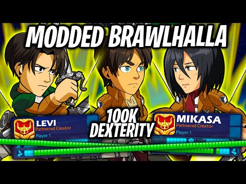 I Modded 100,000 Dex Eren, Levi & Mikasa Crossover in Brawlhalla