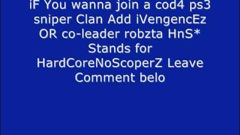 Want to Join a NoScope/Quickscope Clan on PS3?