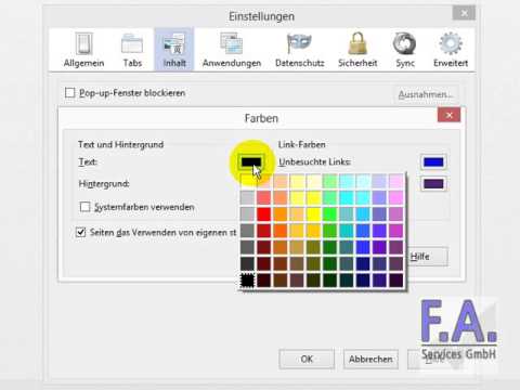 Firefox22 - Textfarbe Hintergrundfarbe ändern - YouTube