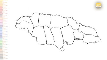 Map of Jamaica with regions outline drawing | Map drawings | How to draw Jamaica with states simply