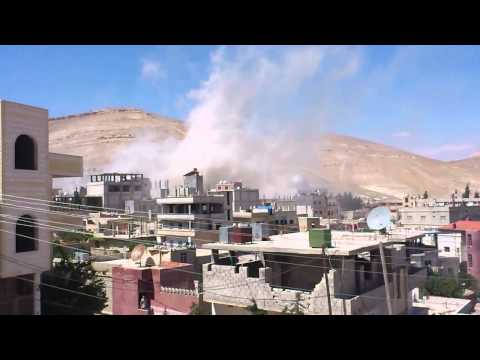 ريف دمشق  رنكوس  الغارة الثانية بطيران الميغ على البلدة 10 6 2013