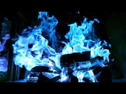 Beautiful Blue Fireplace 12 Hours Non Stop Flames 4K No Music