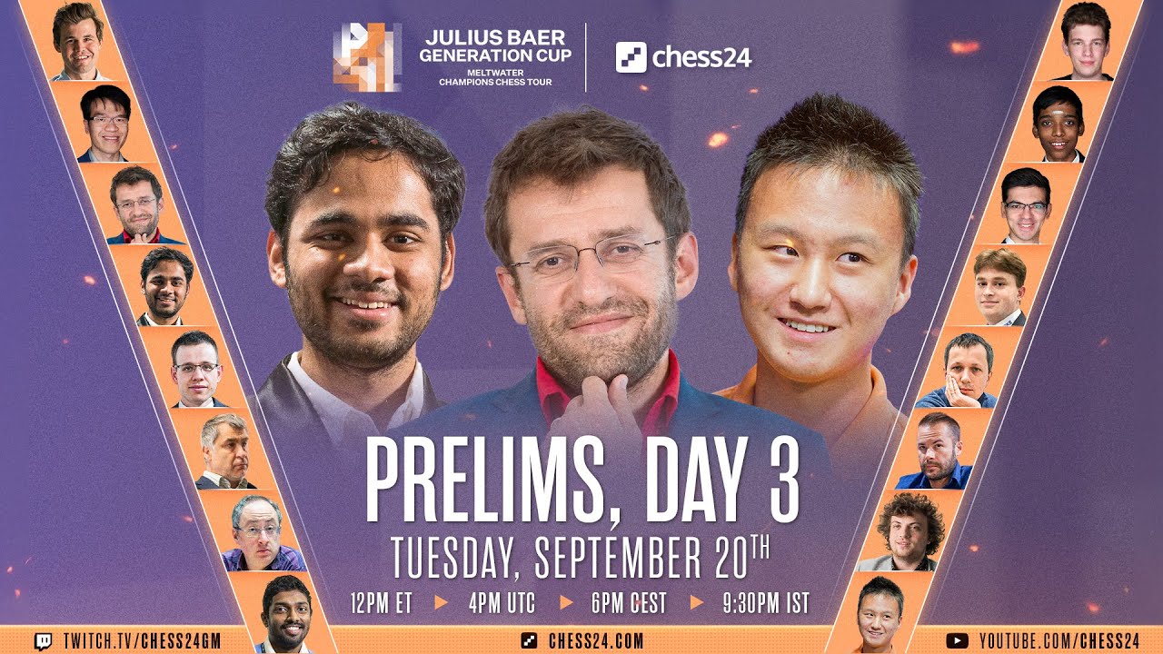 chess24.com on X: The @juliusbaer Generation Cup, the 7th event on the  $1.6 million @Meltwater Champions Chess Tour, starts this Sunday, September  18th, with Ivanchuk-Pragg & Erigaisi-Carlsen among the Round 1 pairings!