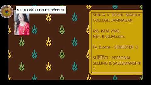 Fy bcom S.S.P. lecture 2 by pro Ms Isha vyas