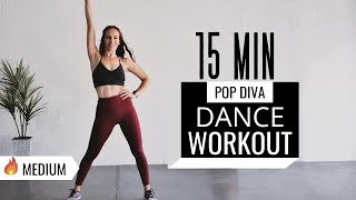 15 MIN POP DIVA DANCE WORKOUT | DANCE FITNESS CARDIO | LIZZO, DEMI LOVATO, &amp; DUA LIPA