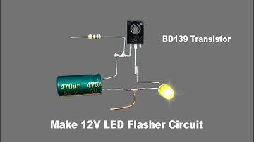 How to Make 12V Blinking Light Circuit | LED Flasher Circuit | BD139 Transistor Project