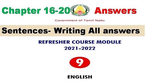 9th English Refresher Course Module| Chapter 16-20|Answers|9th std english Refresher course answers|