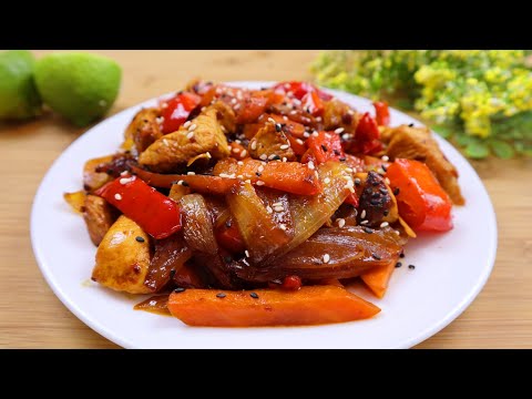 Индейка с овощами по-азиатски . Быстро и очень вкусно / Turkey with vegetables. Asian style. Eng sub