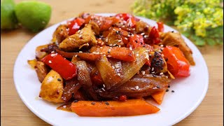 :    - .     / Turkey with vegetables. Asian style. Eng sub