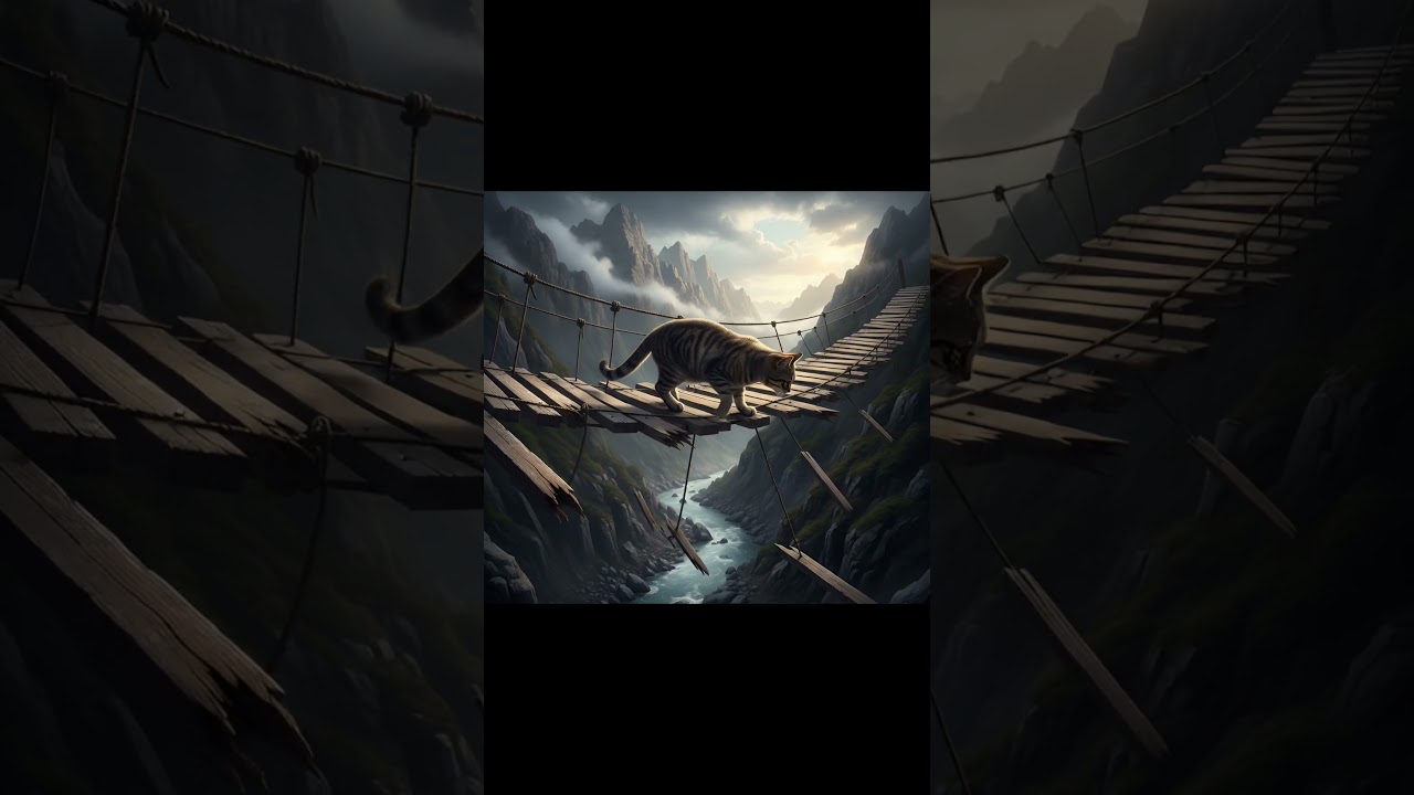 Brave Cat Crossing Broken Bridge Ends in Tragic Fall 