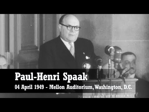 Paul-Henri Spaak at the signing ceremony of the North Atlantic Treaty, Washington, D.C [4 APR 1949]