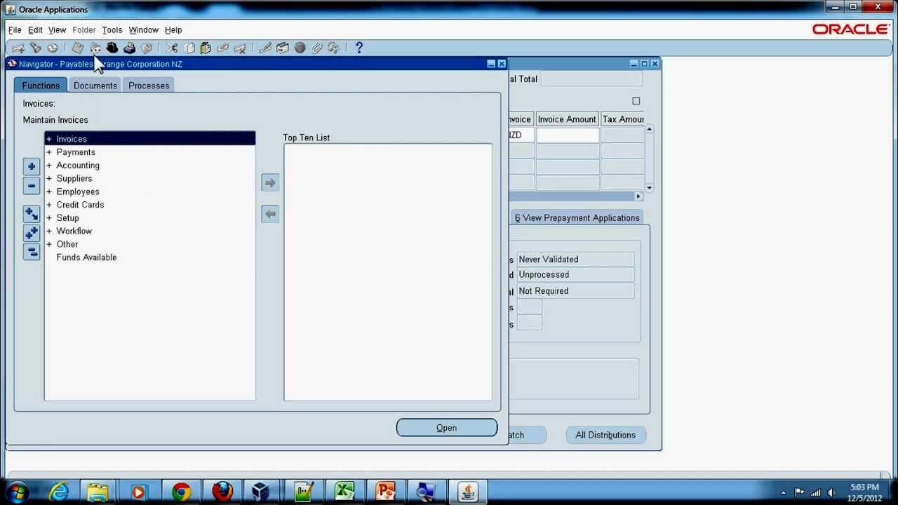 Window document forms. Oracle r12. oracle forms.