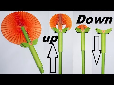 DIY - Paper Flower FAN | Beautiful Fairy Magic Wand - pull Down Will Turn Into a Beautiful Fan |