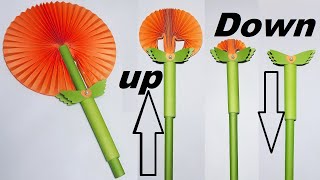 DIY  Paper Flower FAN | Beautiful Fairy Magic Wand  pull Down Will Turn Into a Beautiful Fan |