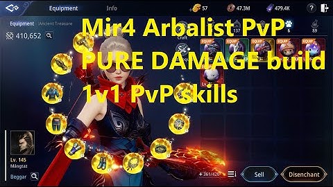 Mir4 Pure Damage build Arbalist PvP. Fighting against a level 160 with a 20k PS gap.