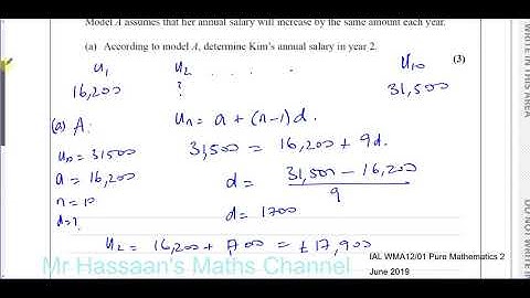 EDEXCEL IAL P2 new JUNE 2019 Q7  Arithmetic & Geometric Series