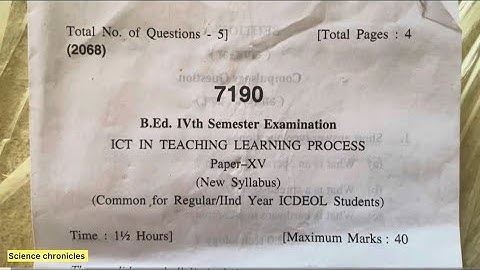 ICT IN TEACHING LEARNING PROCESS Bed exam Hpu 4th sem question paper #exam #paper #questionpaper #yt