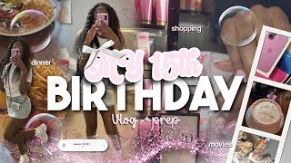 15TH BIRTHDAY VLOG + PREP🎂🎀🫧dinner ,shopping ,gifts , grwm , movies, yard milkshake bar