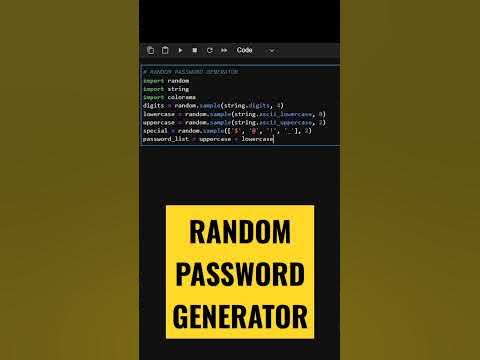 🤩RANDOM PASSWORD GENERATOR USING PYTHON🤩 #python #shorts #pythonshorts ...