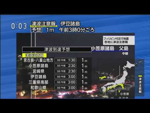 [NHK-E] 2023年 12月 3日 フィリピン地震 津波注意報 +(放送事故)