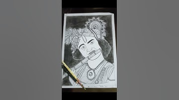 Shri Krishna Drawing Using Charcoal 🦚✨#shortsviral #artwork #charcoaldrawing