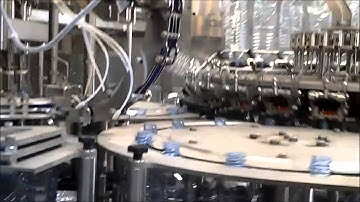 Water bottling line with neck-handling rinser-filler-capper