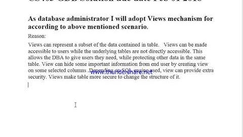 CS403 GDB Solution due date Feb 01 2018