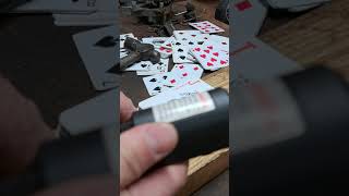 Ramset vs playing cards, using copper nails. Details