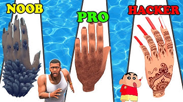FRANKLIN, SHINCHAN AND CHOP PLAY PLAY HAND EVOLUTION RUNNER | NOOB PRO HACKERS