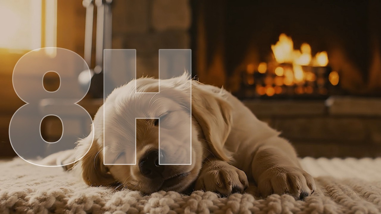 Healing Puppy Crackling Fire Ambience | Relaxing Sleep Sounds (No Talking)