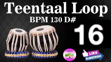Teentaal Loop | रियाज़ के लिए तीनताल | BPM 130 D# | Full HD Tabla Loops