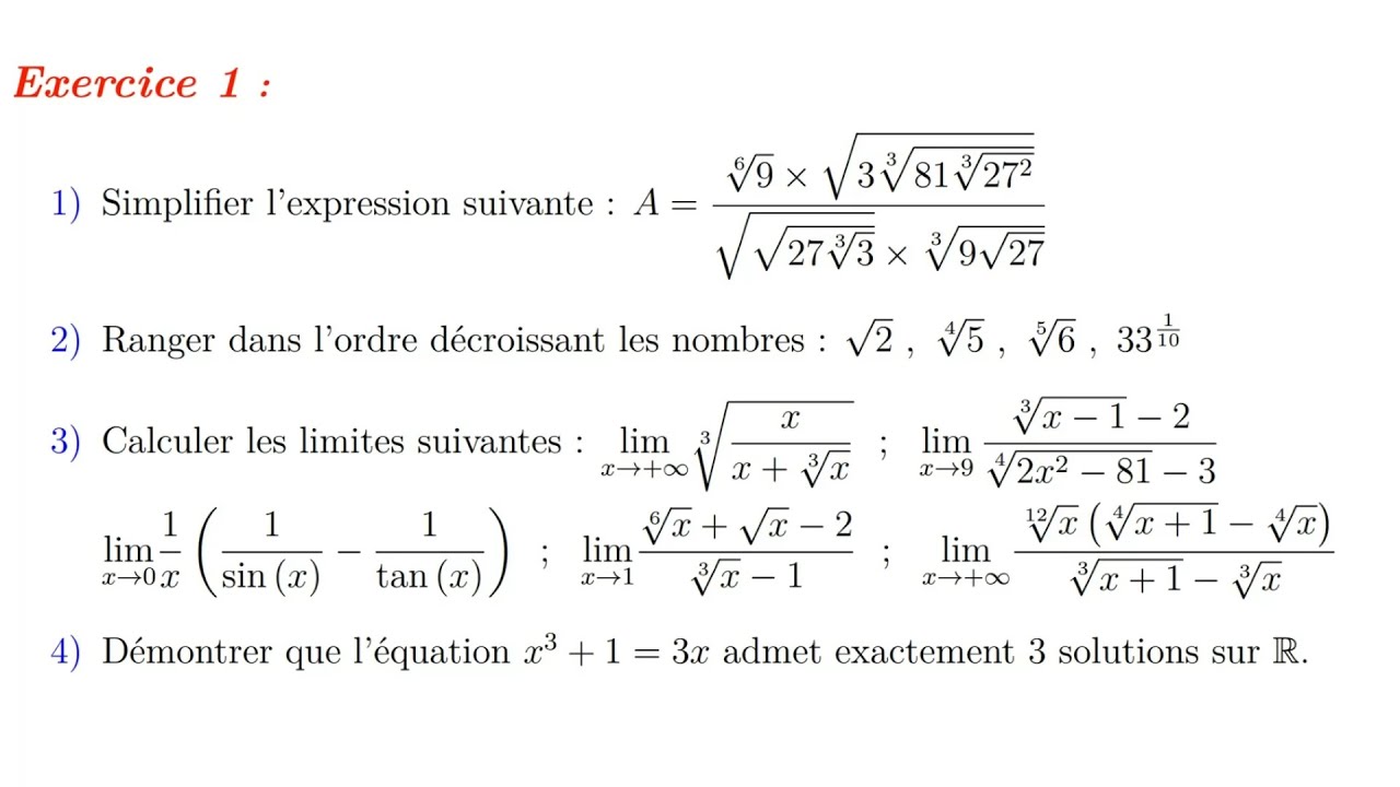 تصحيح التمرين الأول من الواجب --- Correction de l'exercice 1 du devoir